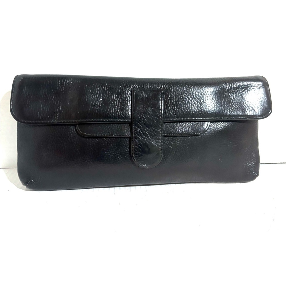 Vintage handmade Elegant Black Leather Women's Clutch